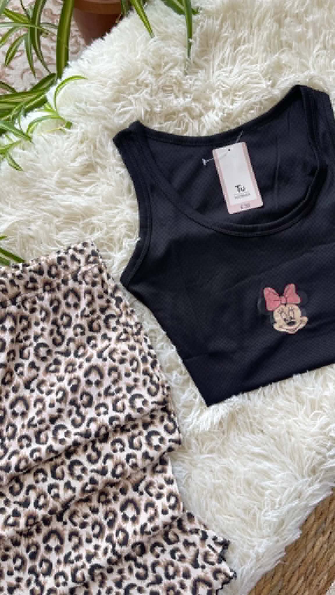 Pyjama Minnie Léopard Femme 🐆🖤 – Image 2